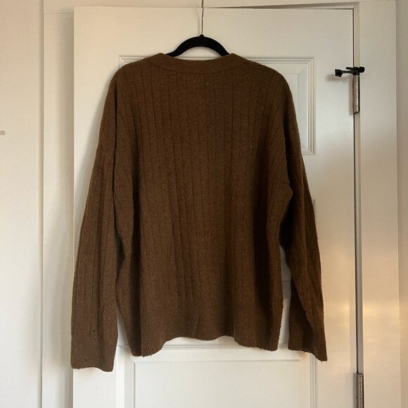 Madewell Olive/Brown Henley Fisherman Sweater - Picture 2 of 3